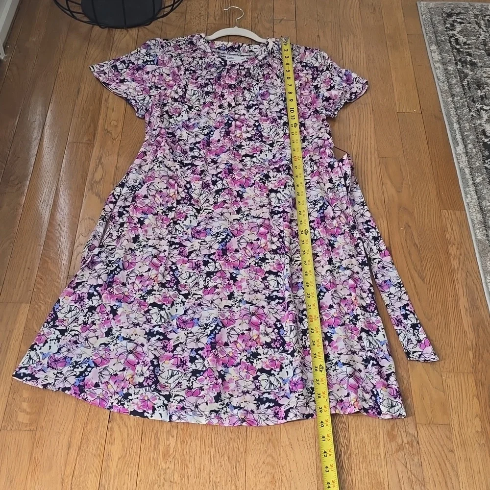 CROFT & BARROW BRAND WOMEN'S PURPLE & BLUE FLORAL SHORT SLEEVES DRESS SIZE SMALL_13
